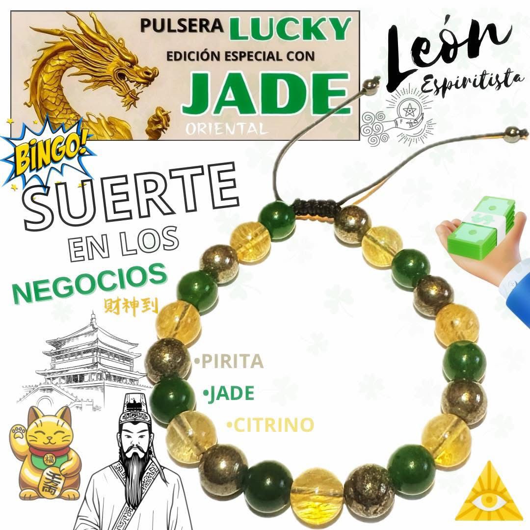 🟨🟩Pulsera LUCKY edición especial con JADE Oriental
