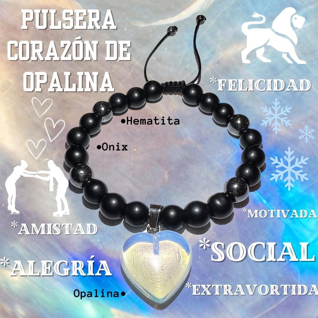 ❄️PULSERA CORAZÓN DE OPALINA🤍