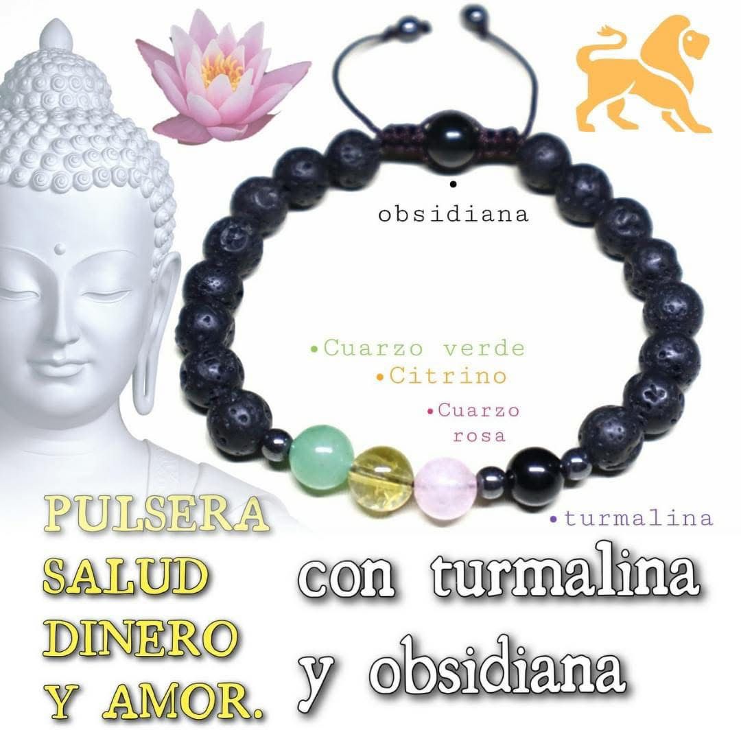 ⭐Pulsera SALUD, DINERO Y AMOR⭐con turmalina y obsidiana.
